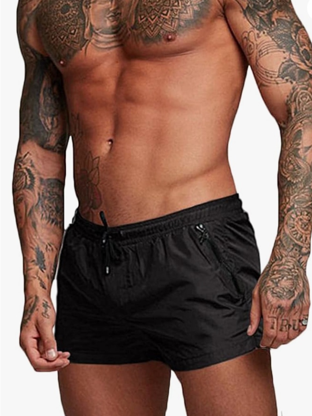 Rexcyril Men's Black Athletic Gym Workout Shorts 3" Quick Dry Shorts